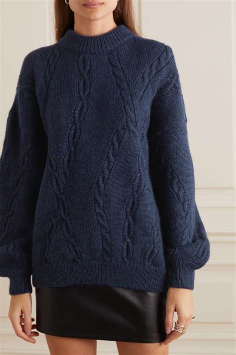 Navy Mike Cable Knit Sweater Anine Bing Net A Porter