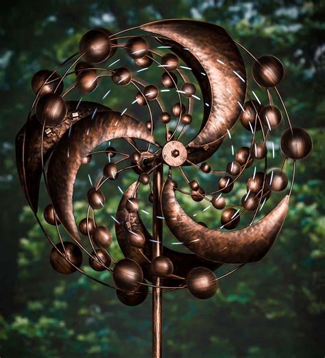 Wind Powered Lighted Copper Wind Spinner Wind And Weather Wind