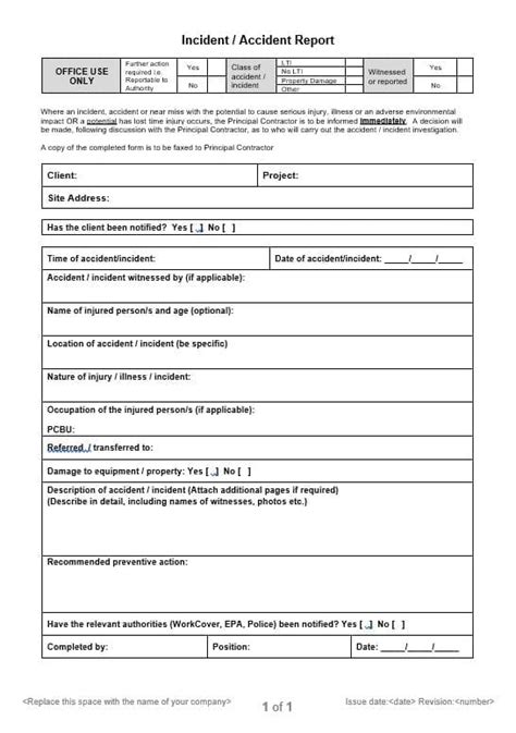 Incident Accident Report Form Neca Safety Specialists