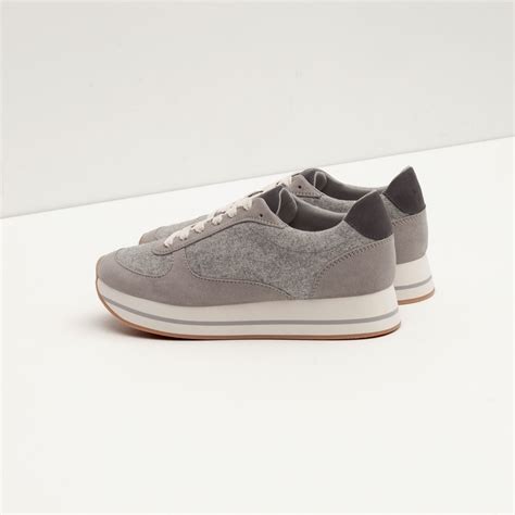 Zara Combined Sneakers In Gray Lyst