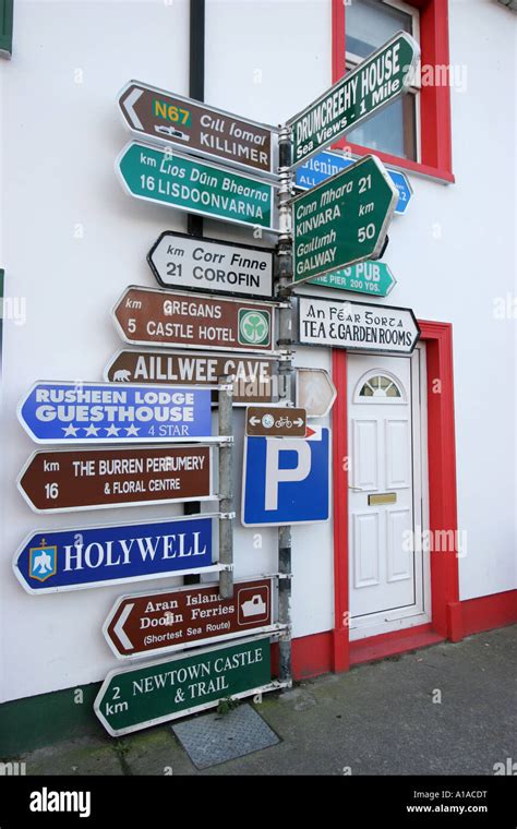 Signposts At A House In Kinvarra Galway Connacht Ireland Europe