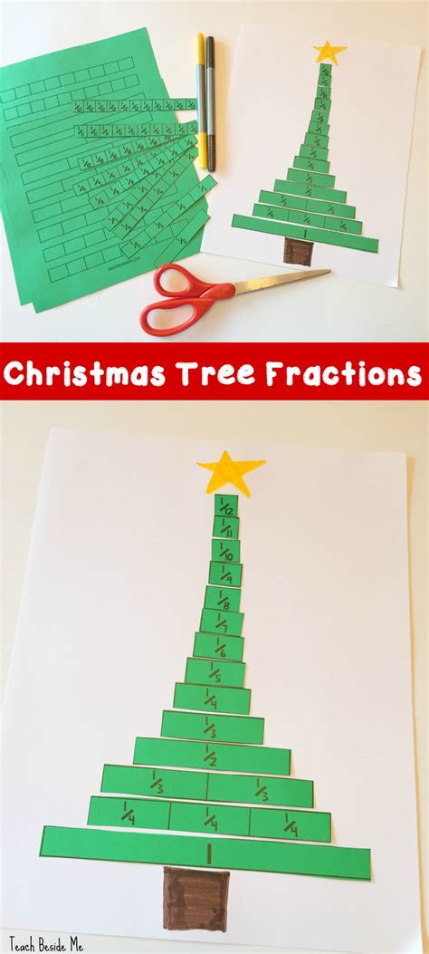 Christmas Tree Fractions Printable Activity Teach Beside Me