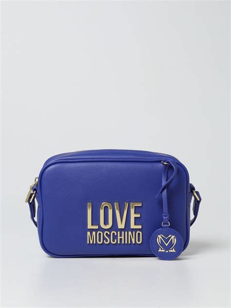 Love Moschino Bag In Synthetic Leather With Logo In Blue Modesens