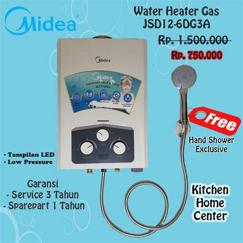 Water Heater Gas MIDEA JSD12-6DG3A-Free Hand Shower | Shopee Indonesia