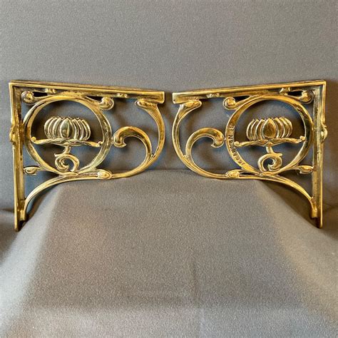 Pair Of Brass Art Nouveau Wall Shelf Brackets Antique Brass And Copper