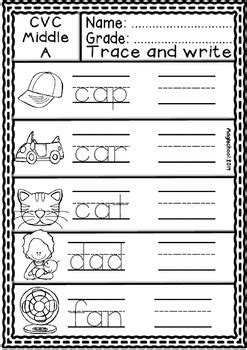 cvc middle  trace  write sheets  versions words
