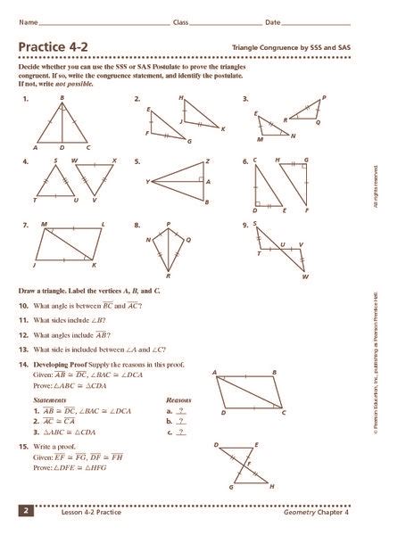 Triangle Congruence Sss Vs Sas Worksheet