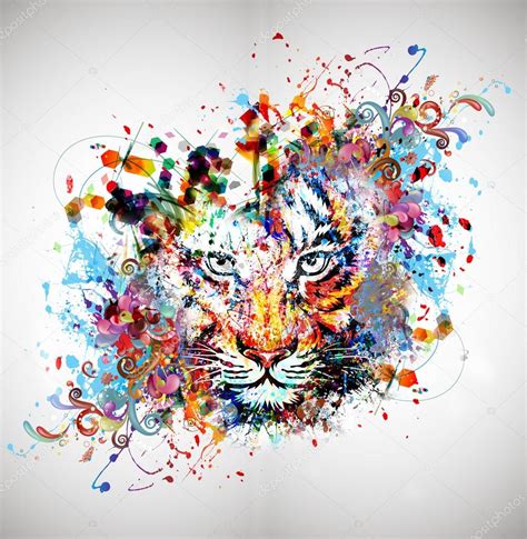 Tiger With Paint Splashes Stock Photo By ©valik4053022 62440819