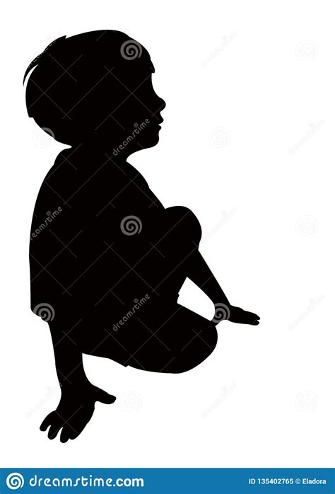 A Boy Sitting Body Silhouette Vector Stock Vector Illustration Of