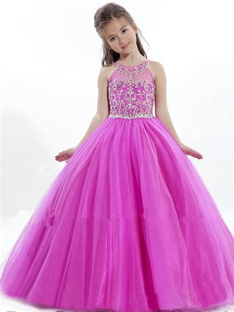 2015 Girls Pageant Dresses For Little Girls Rhinestone Crystal Beaded