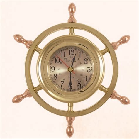 Ships Wheel Captains Clock 9 Seaside Treasures Nautical Decor