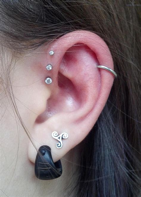 Pictures Double Lobe And Inner Helix Piercings Double Anti Helix Helix
