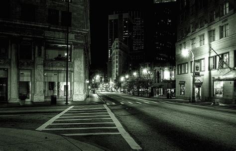 Atlanta Night Empty Street City Wallpaper City Streets
