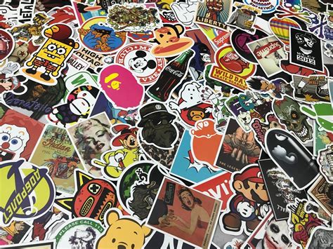 Lot 100 Random Vinyl Laptop Skateboard Stickers bomb Luggage Decals ...