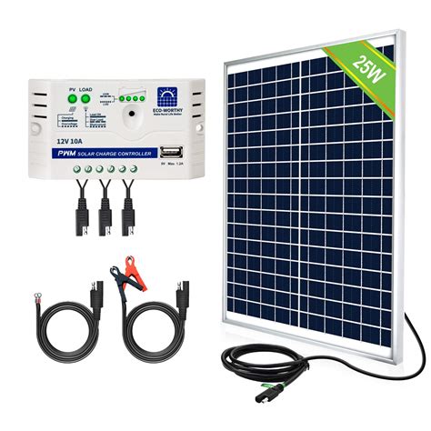 Eco Worthy 25 Watts 12v Off Grid Solar Panel Sae Connector Kit