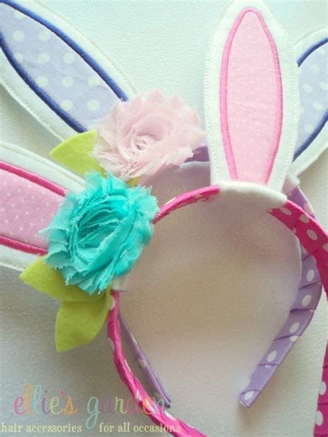 Embroidered Boutique Shabby Flower Easter Bunny By Elliesgarden 15 99 Easter Bunny Ears