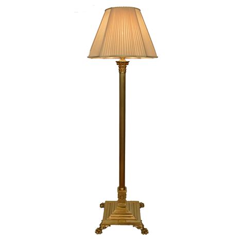 Antique Adjustable Brass Reeded Column Standard Lamp