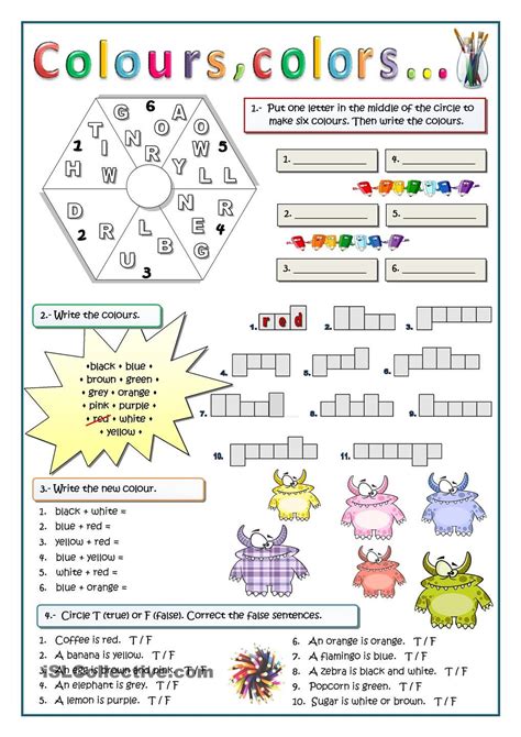 Worksheet Colours Teaching Colours English Gambaran