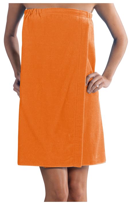Womens Bath Wrap Terry Cotton Towels For Women Orange S M Size