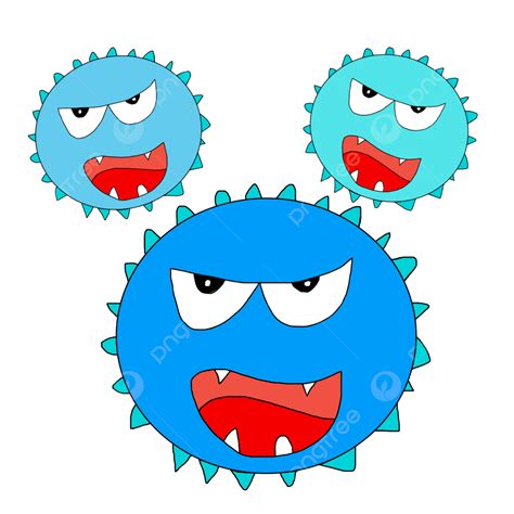 Blue Virus Png Image Cartoon Hand Drawn Blue Virus Cartoon Hand Draw