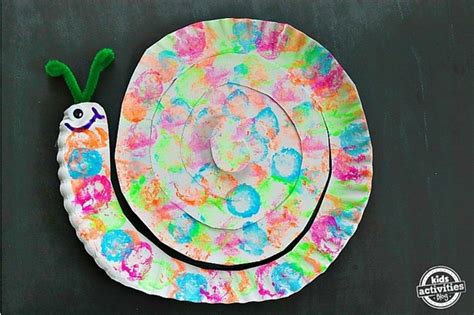 Cotton Ball Painted Snail Paper Plate Craft Kids Activities Paper