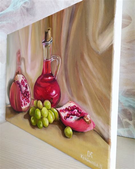 Pomegranate Still Life Oil Painting Original Fruit Hand Etsy