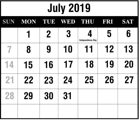 How To Schedule Your Month With July 2019 Printable Calendar Howtowiki