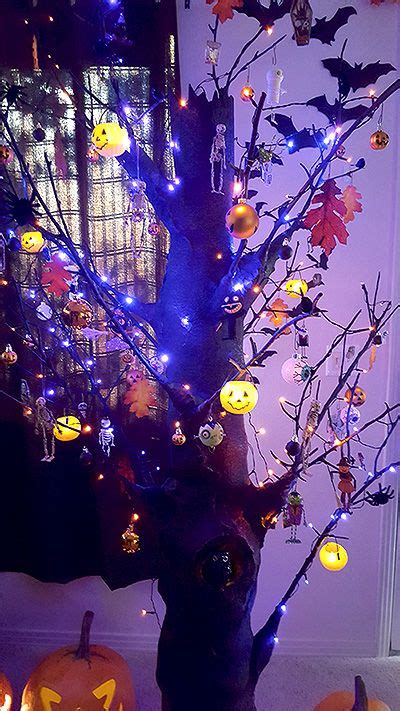 My Paper Mache Halloween Tree Completed Decorated And Lit Up