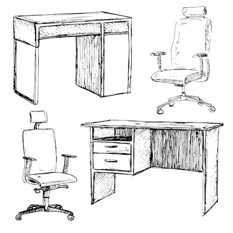 Premium Vector Sketch Set Isolated Furniture Different Office Chairs