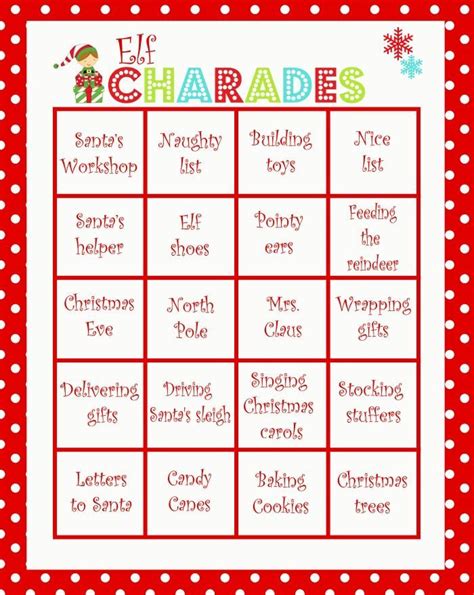 Free Printable Elf Charades Moms And Munchkins Kids Christmas Party