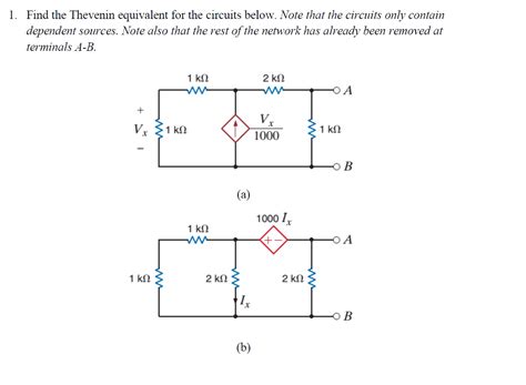Solved Find The Thevenin Equivalent For The Circuits Below