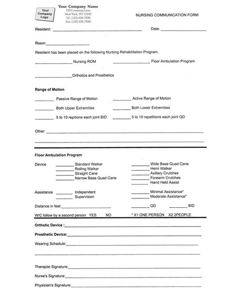 Nursing Communication Form Item 5907 Nursing Home