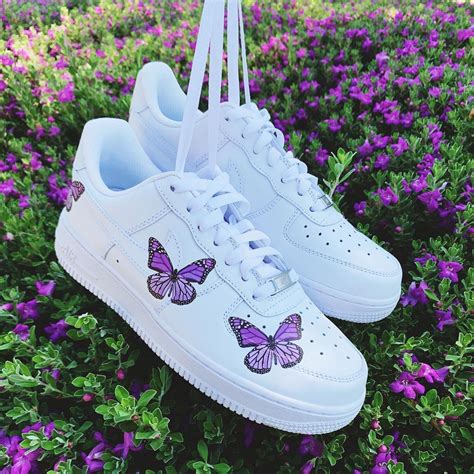 Custom Nike Af1 Shoes With Beautiful Colorful Butterflies Handmade With
