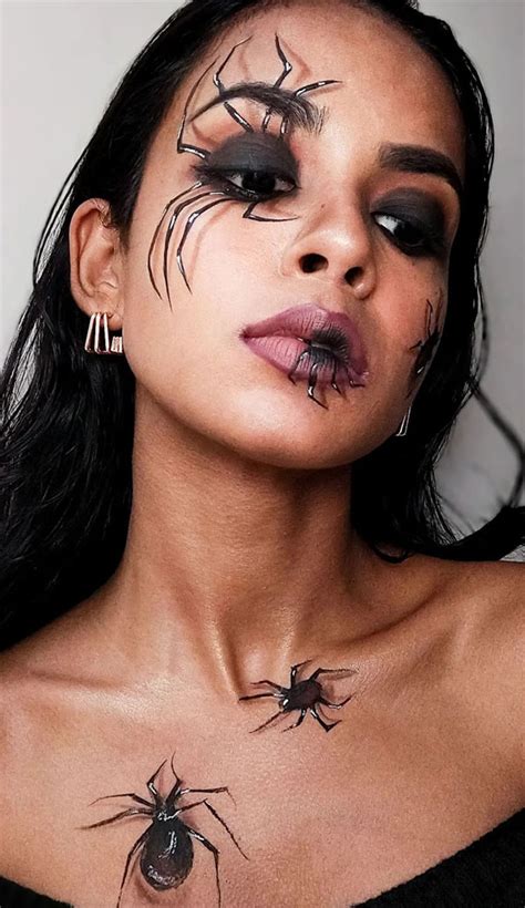 creative halloween makeup looks creepy crawling spiders