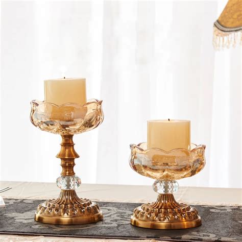European Style Crystal Glass Candle Holders Home Decor Candlestick Candelabra Porta Velas