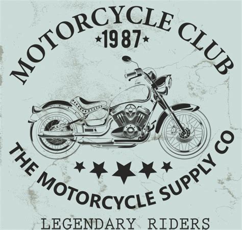 Motorcycle Club Banner Vintage Design Black White Ornament Vector