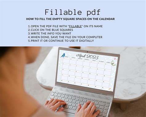 Fillable 2023 April Calendar Printable Calendar Sizes A3 Etsy