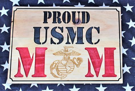 Proud Usmc Mom Engraved Wood Sign United States Marine Etsy