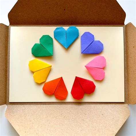 Diy Card Craft Kit Origami Rainbow Hearts Crafts For Teens Etsy