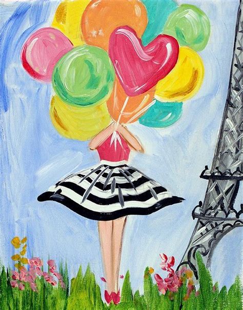 Lady With Balloons Cute Beginner Painting Idea Balloon