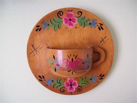 Vintage Hand Crafted Wood Wall Pocket Teacup By Mattiesmenagerie 28 99 Handcrafted Wood