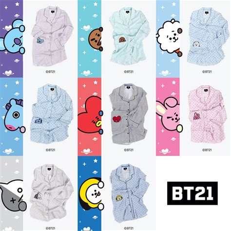 Bts Bt21 Official Authentic Goods Pajamas Sleepwear S~xl Chimmy Cooky