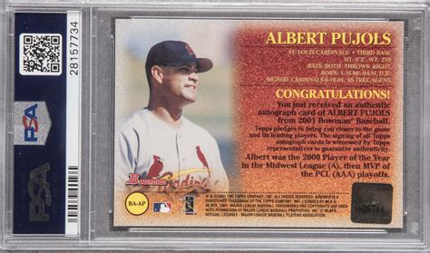 Lot Detail 2001 Bowman Certified Autograph Ba Ap Albert Pujols