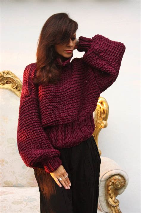 Woman Chunky Wool Sweater Merino Bulky Turtleneck Sweater Etsy