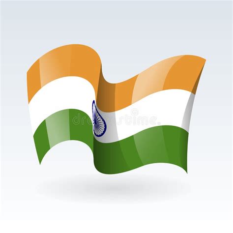 3d Waving Flag Of India Vector Illustration Isolated On White