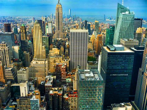 aerial view of high rise buildings new york city empire state building panoramas manhattan