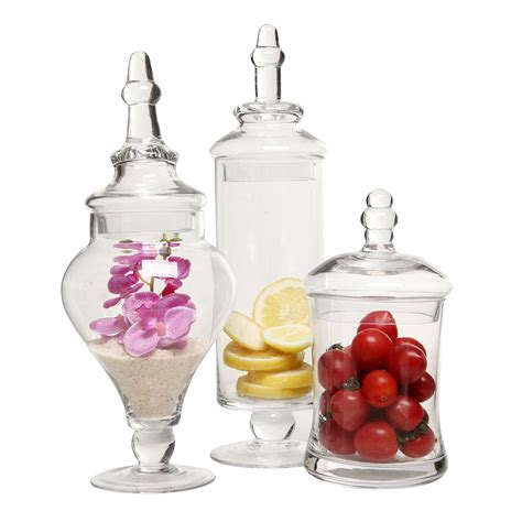 Buy Myt Clear Glass Apothecary Jars With Lid Decorative Footed Vase Candy Buffet Containers