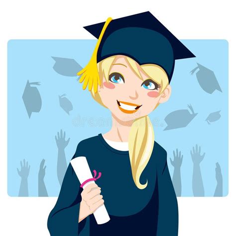 Graduate Girl Young Blond Woman Smiling Celebrating Graduation Day
