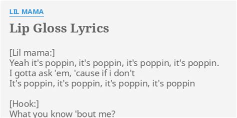 Lip Gloss Lyrics By Lil Mama Yeah Its Poppin Its