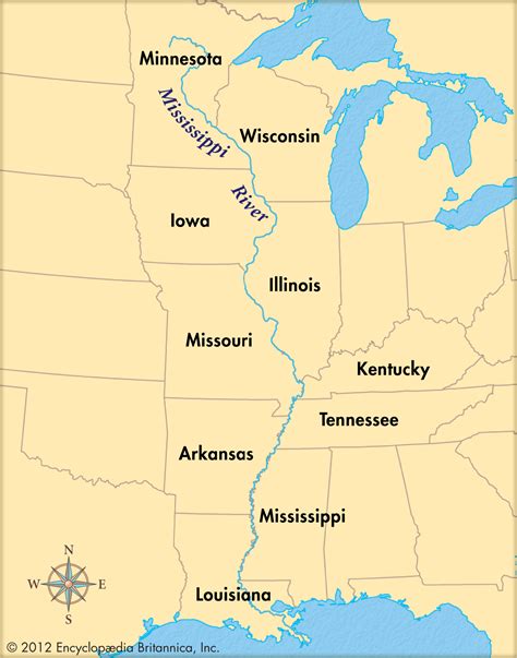 Drab Map Of Us Mississippi River Free Images